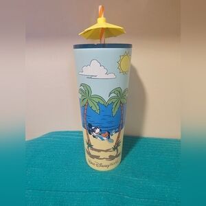 Starbucks Disney World Park Mickey Mouse Day  At The Beach SS Tumbler W/Umbrella